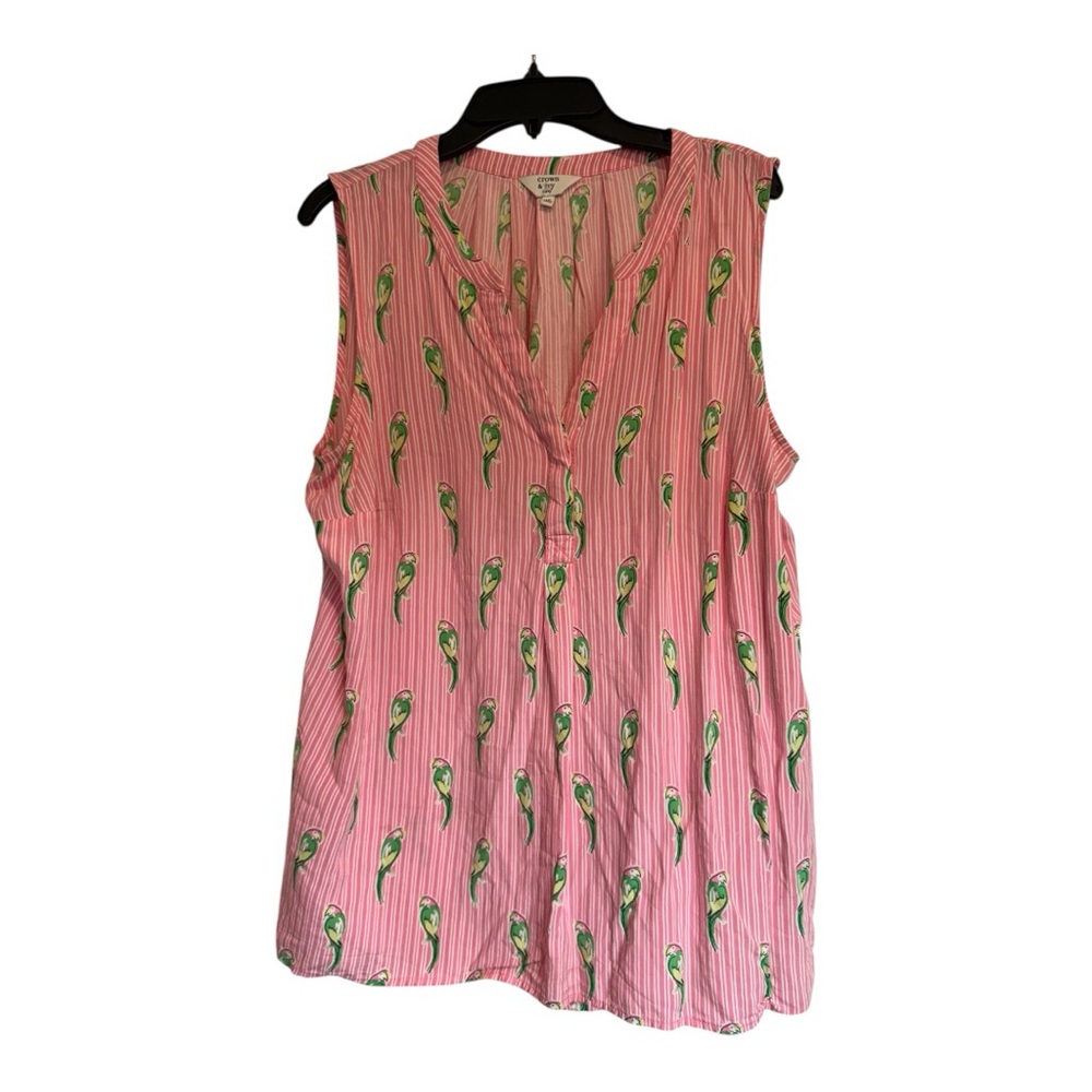 Crown & Ivy Pink Parrot Tank Top